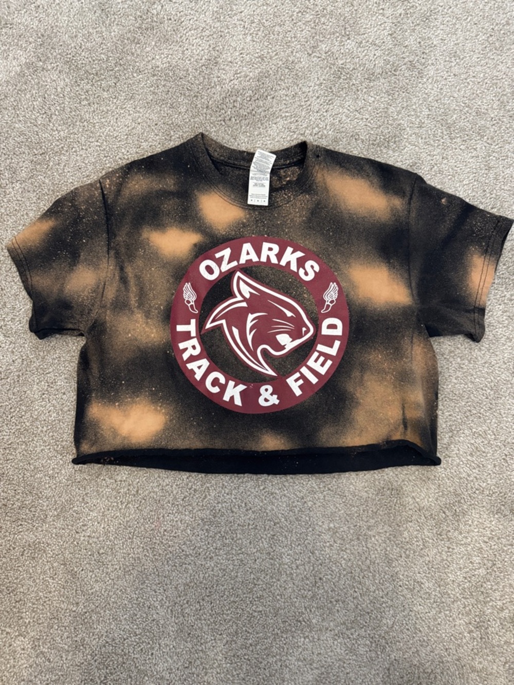 Ozarks Track & Field Black Bleached Crop Tee